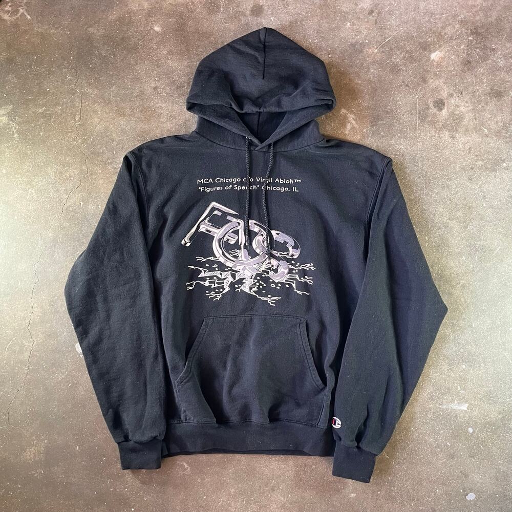 Men’s designer Virgil Abloh Chicago IL 2019 champion black hoodie men’s size M
